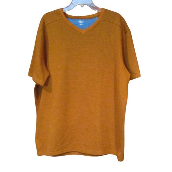 Junction West Men's Shirt Gold Woven Pullover V-Neck Short Sleeves Size Large - Picture 1 of 4